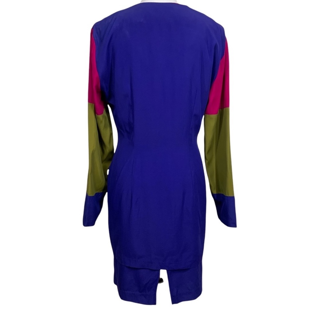 DAWN JOY FASHIONS / Vintage 2 Piece Suit Dress Color Block / Size 5-6 / Retro - Picture 12 of 14